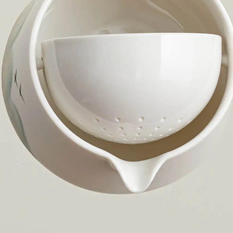 Japanese Ceramic Tea Set with Rotatable Teapot 250 ml and 4 Cups