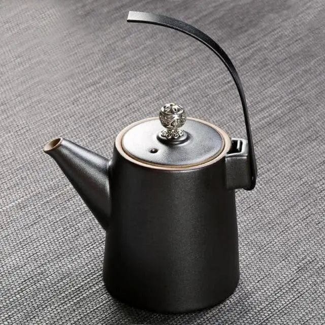 Japanese Ceramic Teapot with High Design, Black, 300 ml