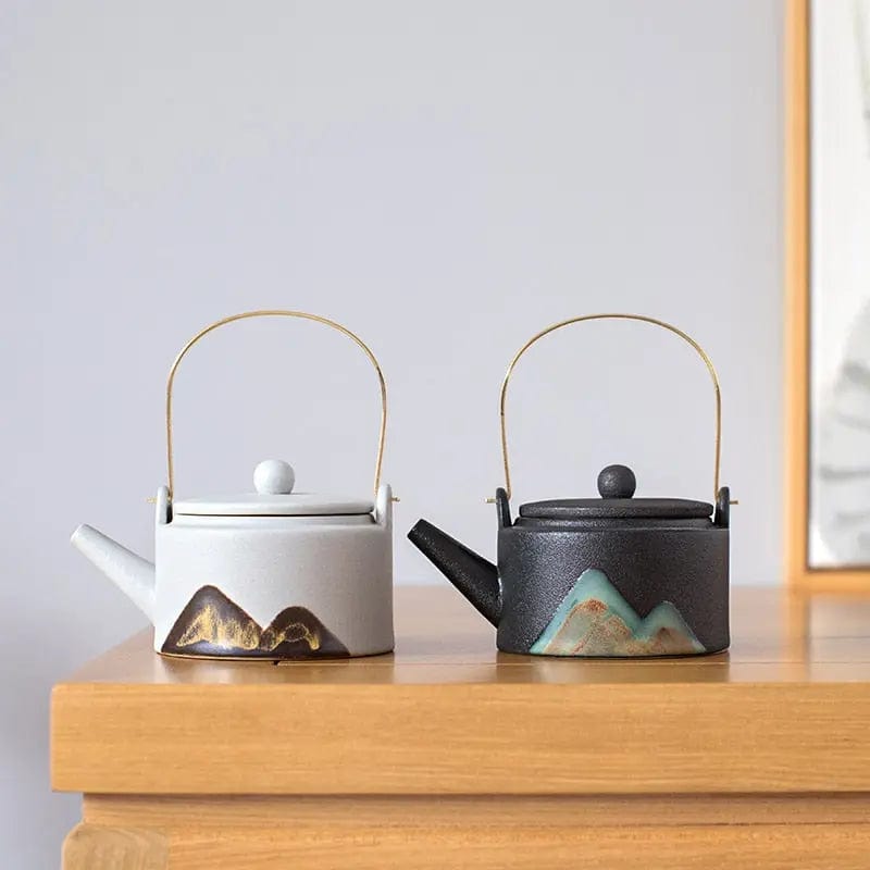 Japanese Ceramic Teapot with Mountain Pattern 220 ml
