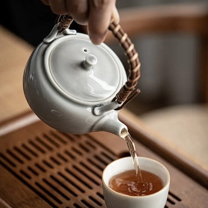 Japanese Flat Gray Porcelain Teapot 180 ml