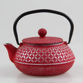 Japanese Red Cast Iron Teapot with Circle Pattern 600 ml