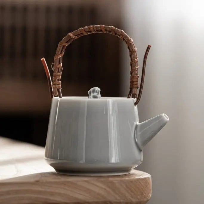Japanese Tall Gray Porcelain Teapot 200 ml