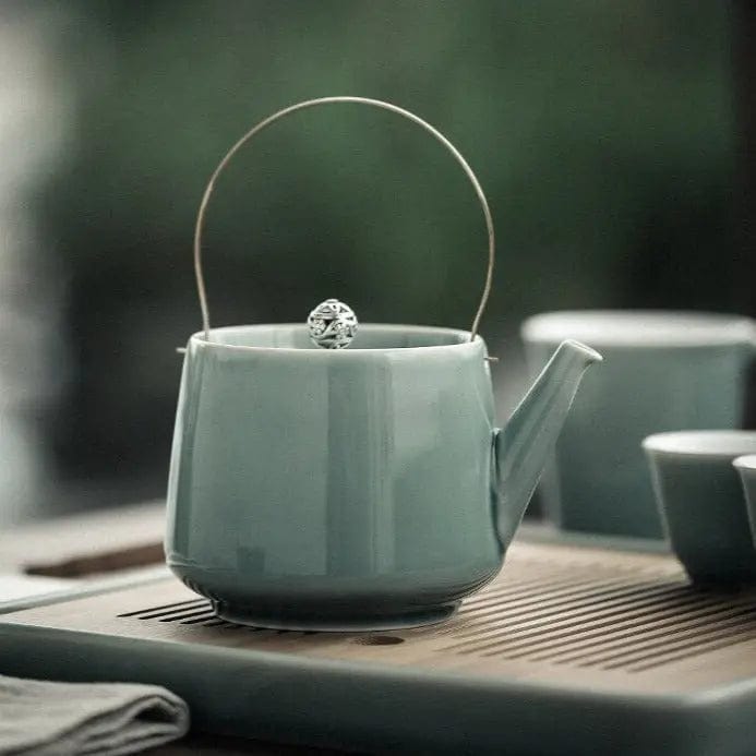 Luxury Japanese Ceramic Tea Set with Wooden Tray – Teapot 350 ml and 6 or 8 Cups