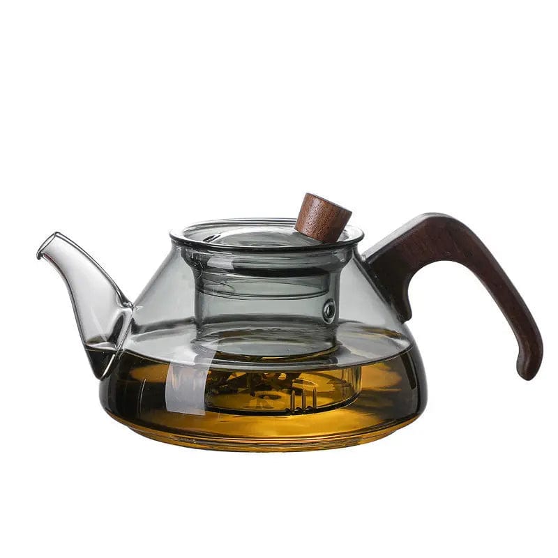 Minimalist Design Glass Teapot with Wood 600 ml