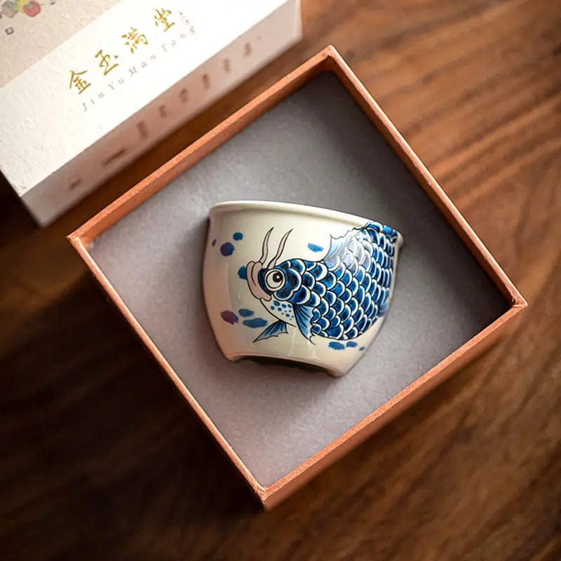 Porcelain Teacup with Carp Pattern 120 ml