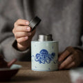 Premium White and Blue Chinese Ceramic Tea Canister