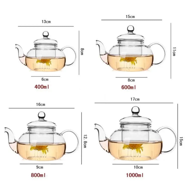 Round Glass Teapot and Infuser 400ML - 1L