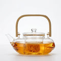 Scandinavian Flat Glass Teapot 800 ml with Wooden Handle