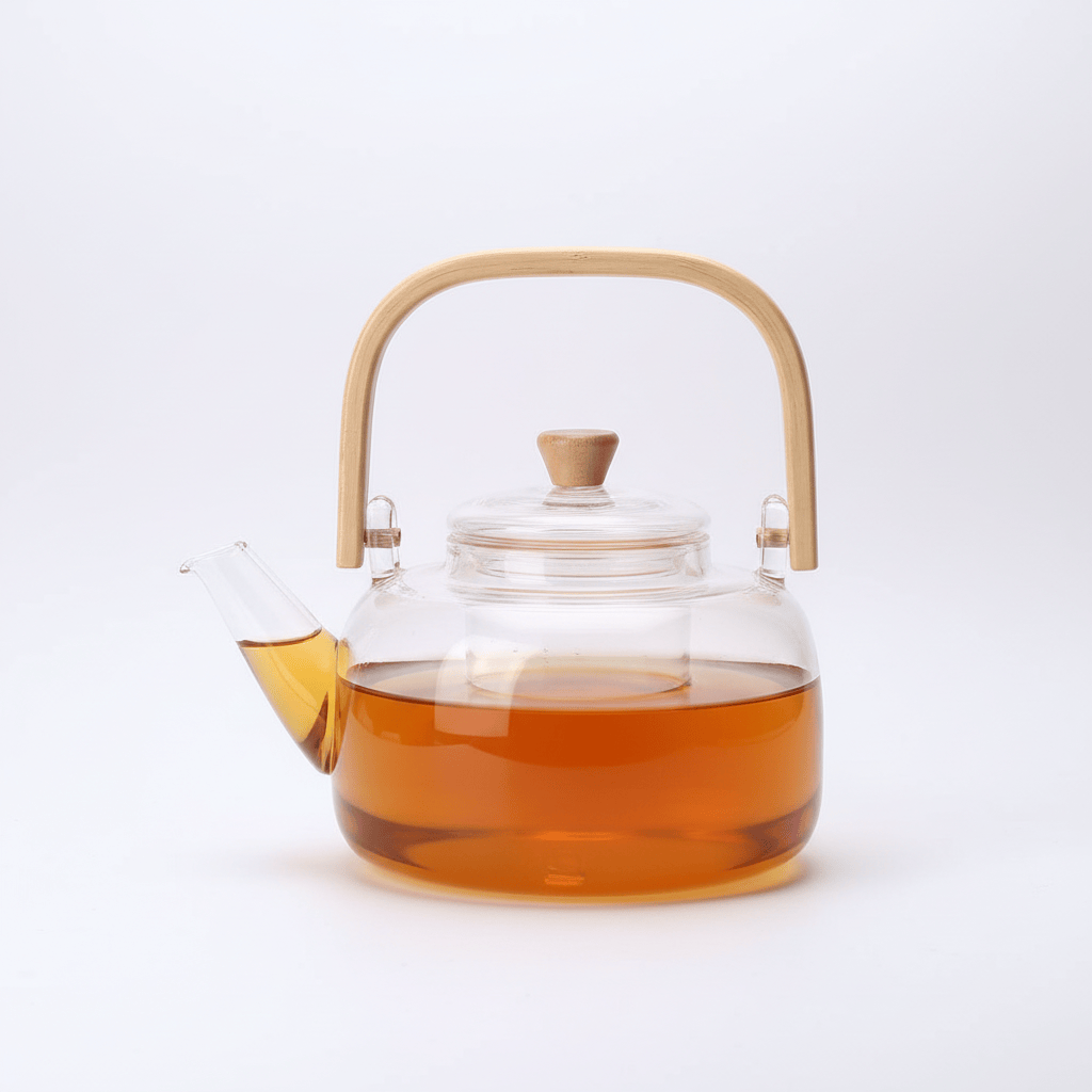 Scandinavian Glass Teapot 1L with Infuser and Bamboo Handle