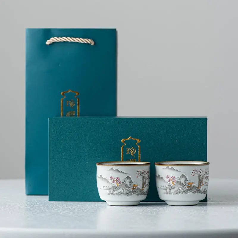 Set of 2 Ceramic Tea Cups 95ml