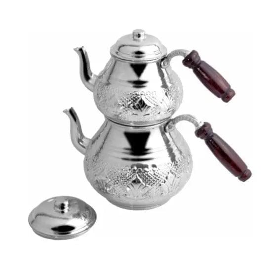 Turkish Copper Teapot with Double Layer and Patterns