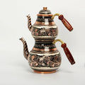 Turkish Copper Teapot with Two Layers and Floral Motifs