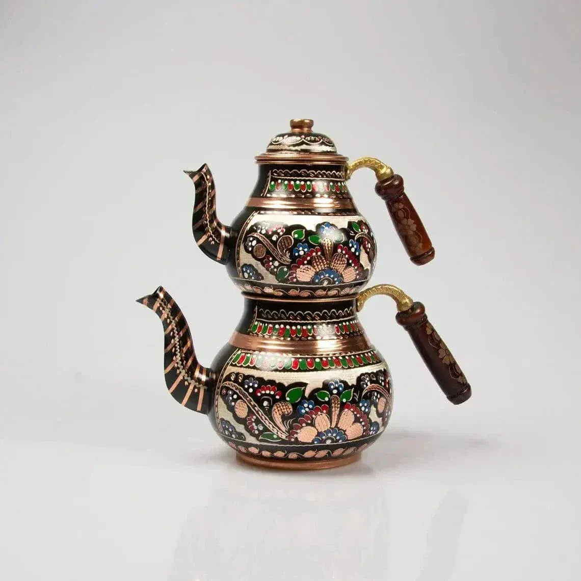 Turkish Colored Copper Teapot with Two Layers